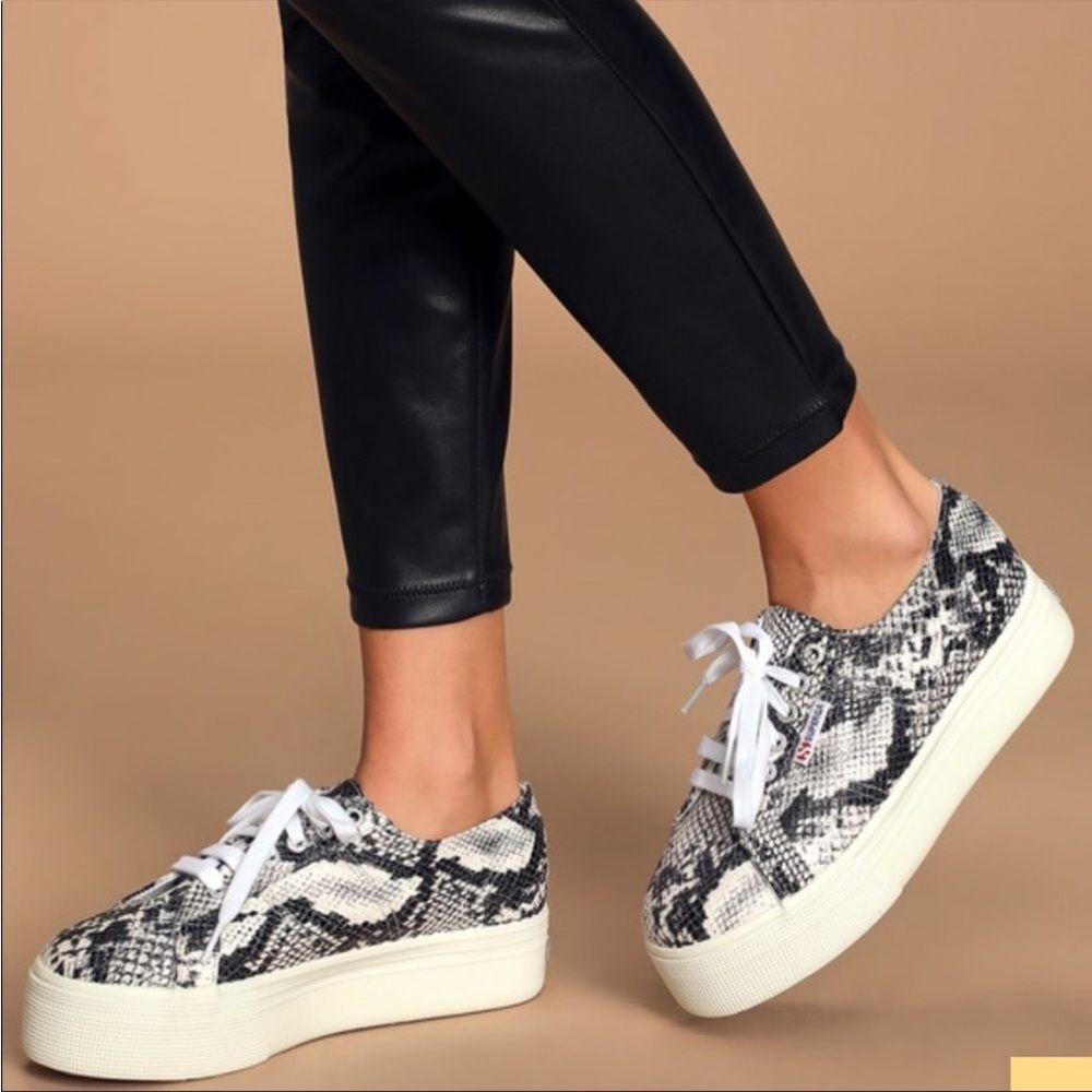 Superga platform snakeskin shoes